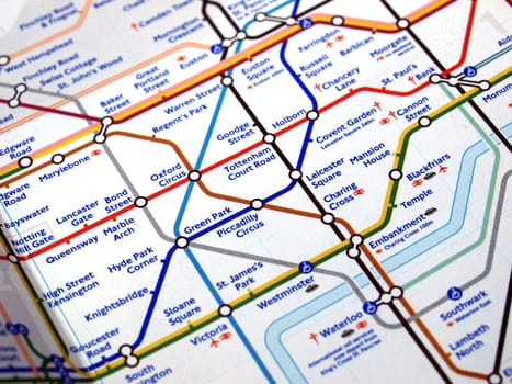 Tube map of the London Underground subway metro network