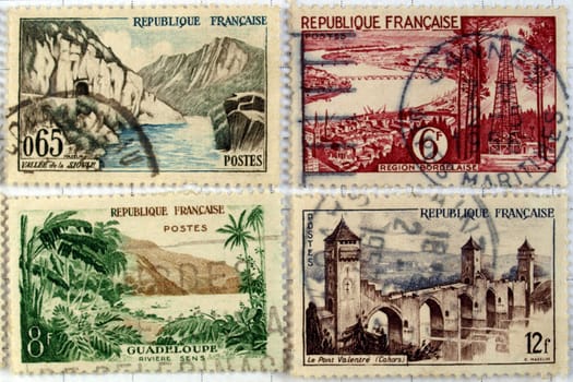 Range of French postage stamps