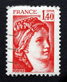 France republic represented on stamp as a beautiful woman