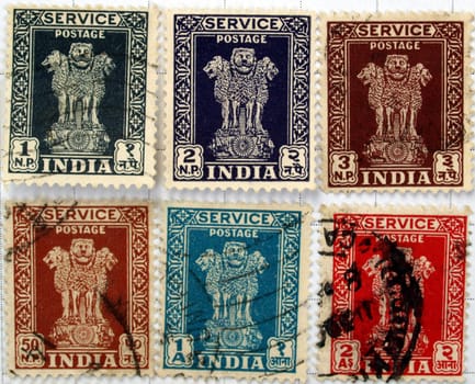 Range of Indian postage stamps
