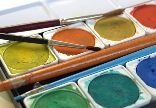Painting tools colour palette and brushes