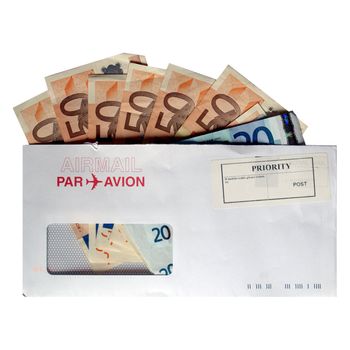 Euro banknotes money in an envelope