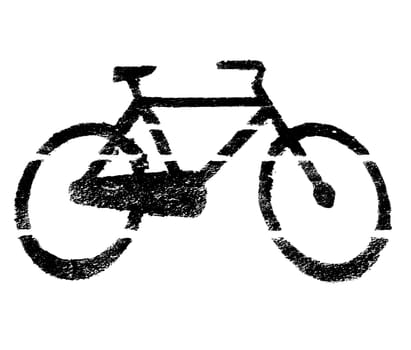 Stencil bike sign in black over white