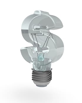light bulb with dollar sign glass - 3d illustration