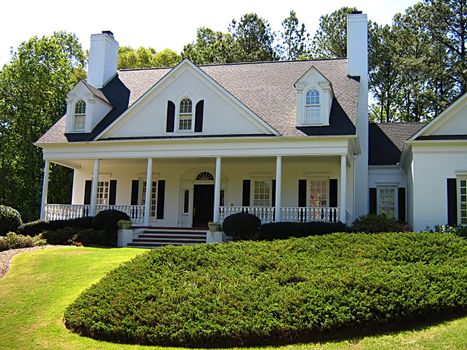 A photograph of a house detailing its architecture.