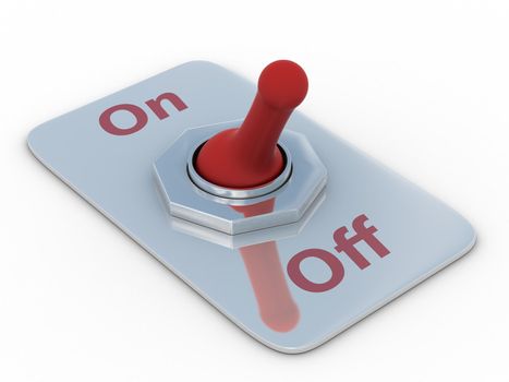 red switch on a white background. 3D image