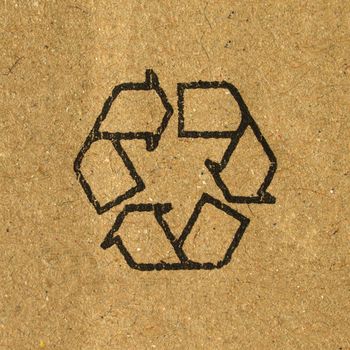 Brown corrugated cardboard with recycle symbol