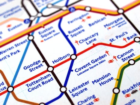 Tube map of the London Underground subway metro network