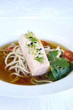 Oriental salmon soup