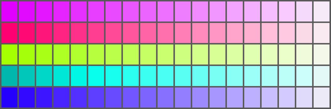 Colour palette with a range of colors