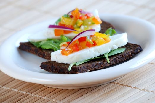 Pumpernickel and haloumi cheese sandwich