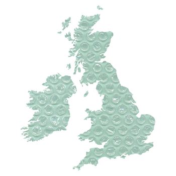 UK and Ireland map with bubblewrap background