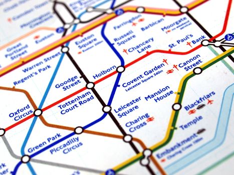 Tube map of the London Underground subway metro network