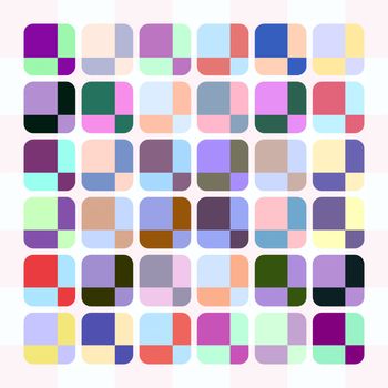 texture of rounded squares with pastel motive on white