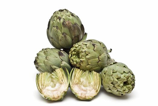 Artichokes isolated on a white background.