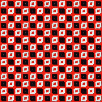 seamless texture of red, black and white cubistic shapes