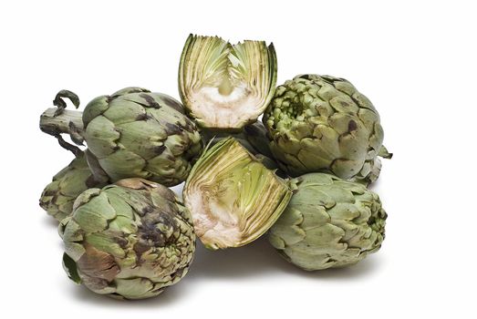 Artichokes isolated on a white background.