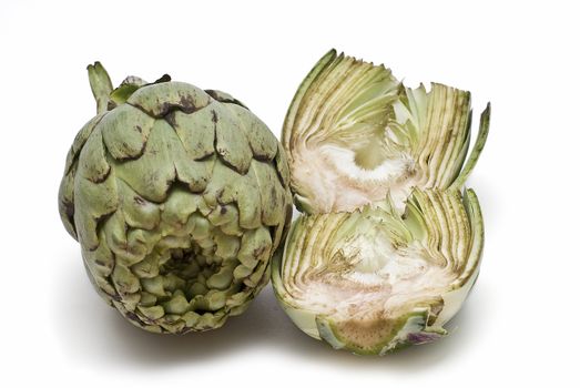 Artichokes isolated on a white background.