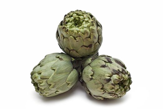 Artichokes isolated on a white background.