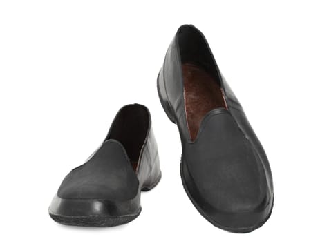 pair of black rubber shoe cover