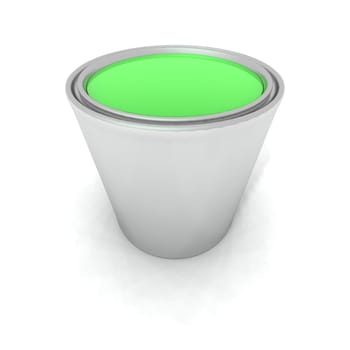 a 3d render of a green paint can