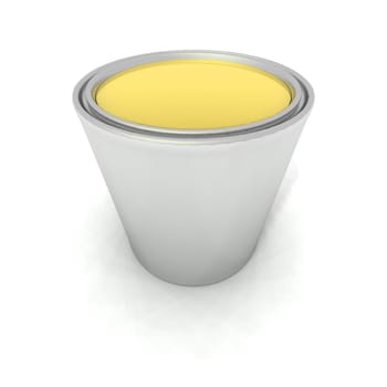 a 3d render of a yellow paint can