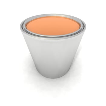 a 3d render of an orange paint can