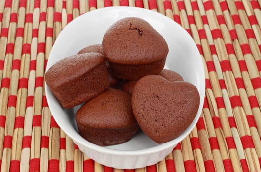 small chocolate cake, heart shape