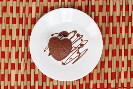 small chocolate cake, heart shape