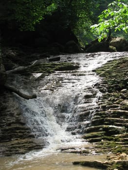 Falls; the river; a stream; water; a moisture; beauty; Caucasus; Russia; the Europe; a relief; a landscape; the nature