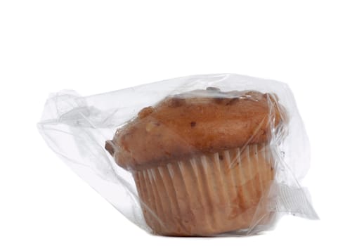 wrapped muffin isolated on white background
