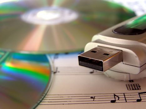 Music data storage supports including CD, MP3 player