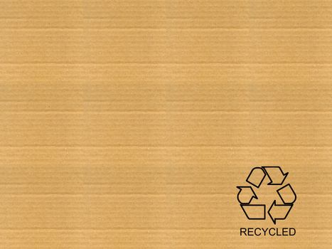 Corrugated cardboard with recycle symbol
