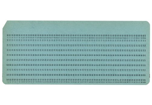 Vintage punched card for computer data storage