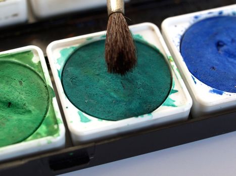 Painting tools colour palette and brushes