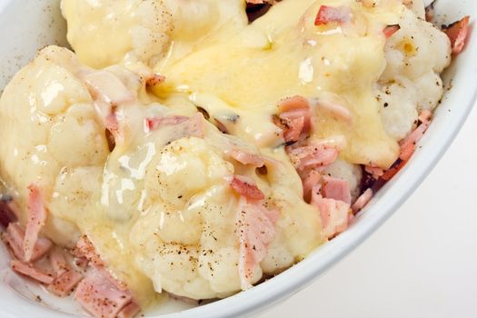 cauliflower with ham au gratin