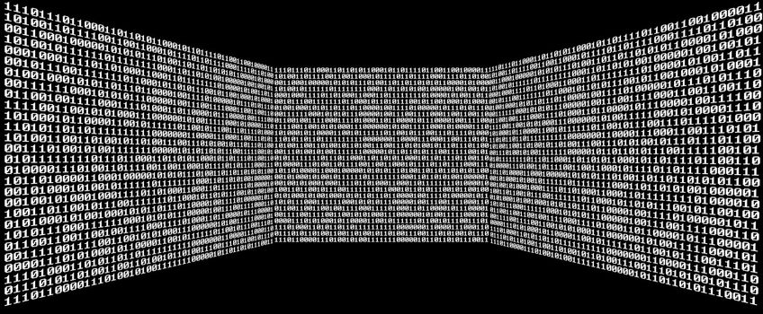 Digital room with binary numbers 0 and 1