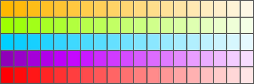 Colour palette with a range of colors