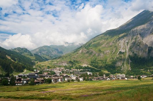 summer view of La ThuIle, small town in Aosta valley, Italy