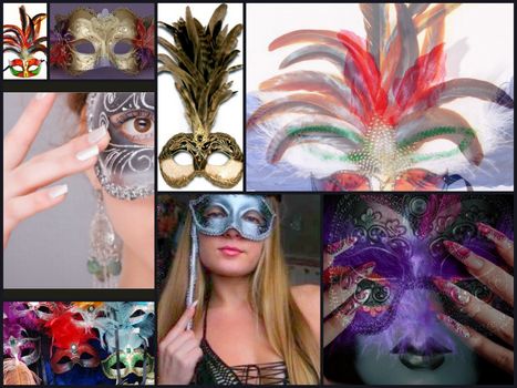Carnival detail with mask-collage