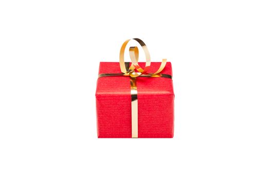 Single small red and gold gift box for Xmas