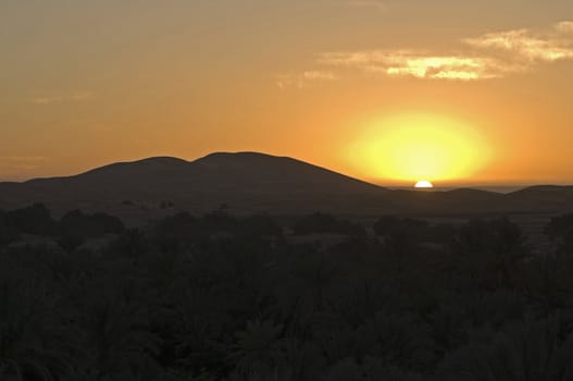 Sunset in the desert - Big sand dunes near Merzouga - Best of Morocco 