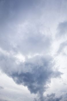 View of sky with large cumulus cloud formation.