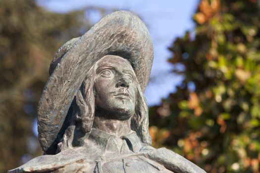 statue of D'Artagnan in Auch, in Gascony, portrait.