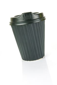 Takeaway coffee cups isolated against an orange background