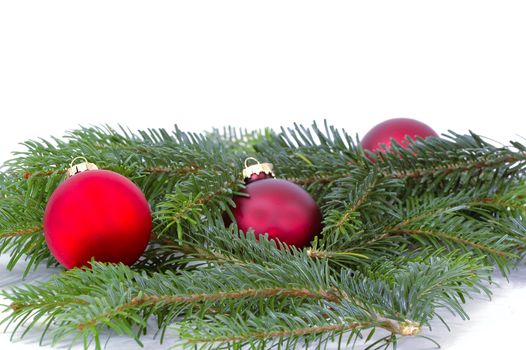 Christmas balls and leafs from a christmas tree