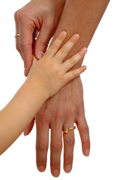 Hands of a child and mother.