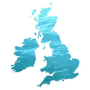 UK and Ireland map with water background