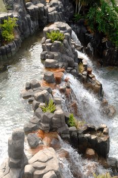 Waterfall seen from above. Note the water is in motion blur.