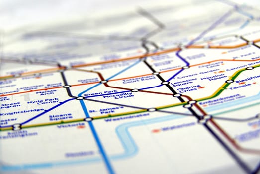 Tube map of the London Underground subway metro network